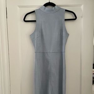 Aqua Dusty Blue Suede Mini Dress XS